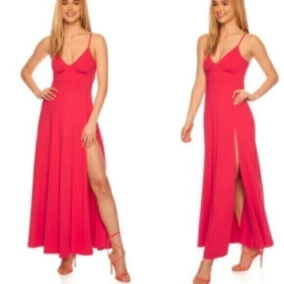 NWT J. Crew Pink Drapey Spaghetti Strap Maxi Dress With Side Slit - Picture 2 of 14